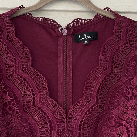 Lulus Angel in Disguise Burgundy Lace Skater Cocktail Dress Size M - Picture 7 of 12